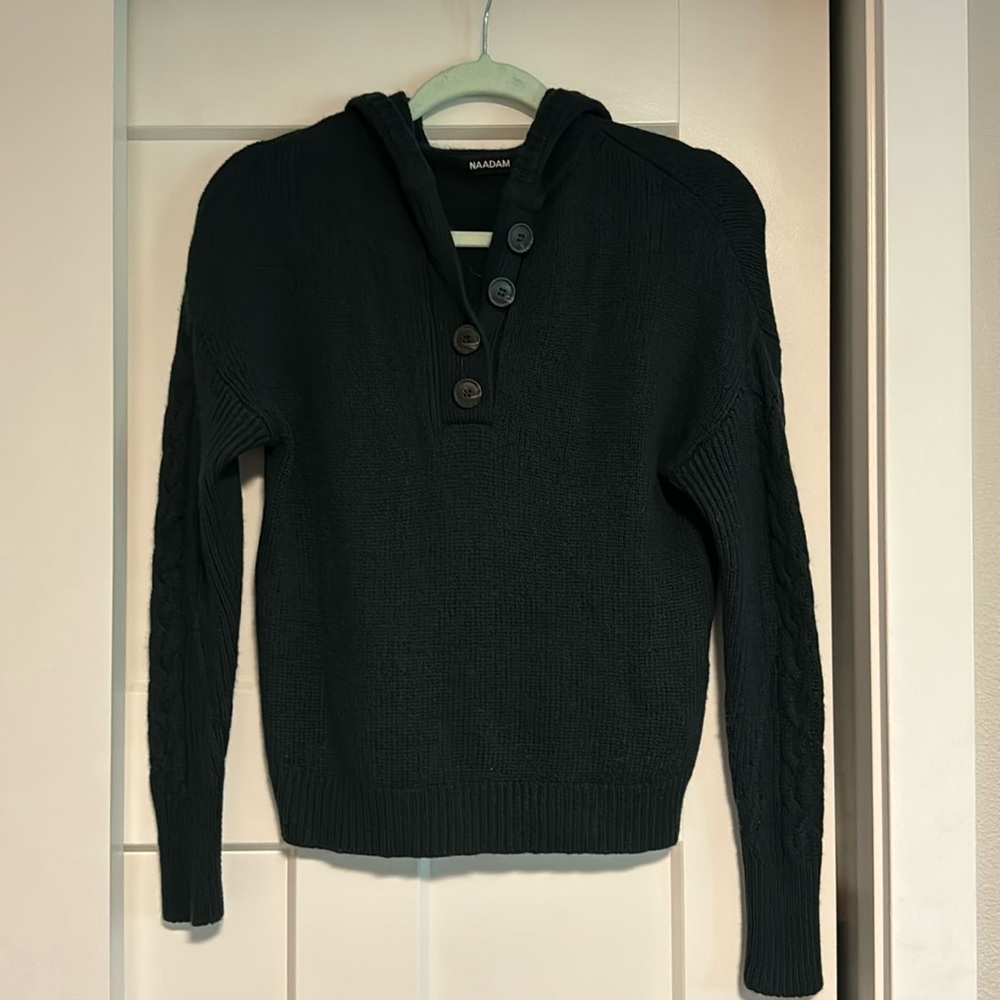 Naadam Cable Knit Sleeve Henley Hoodie XS